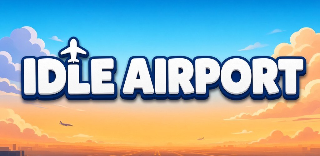 Idle Airport feature graphic with a white jet