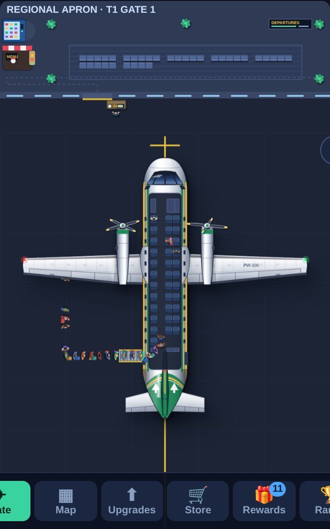 Idle Airport: a regional aircraft boarding passengers as a group